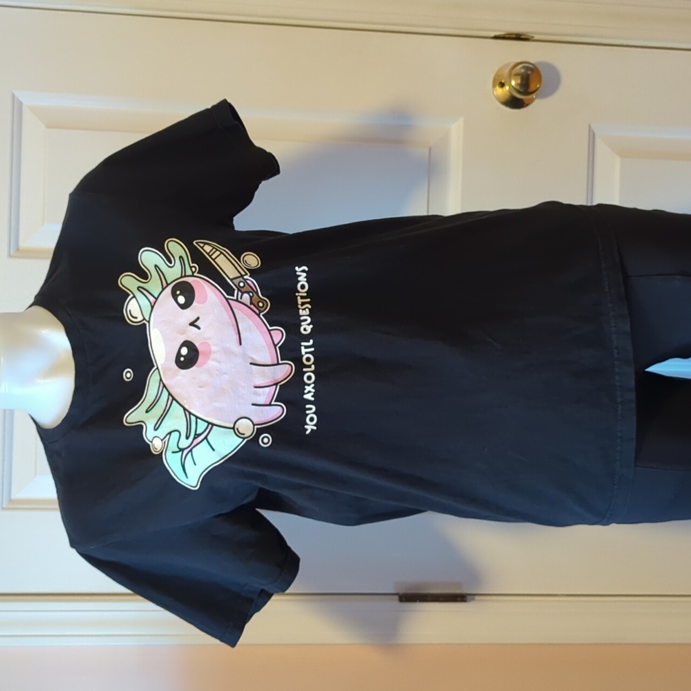 Hot Topic You Axolotl Questions Black Graphic Tee Unisex S - Picture 2 of 4